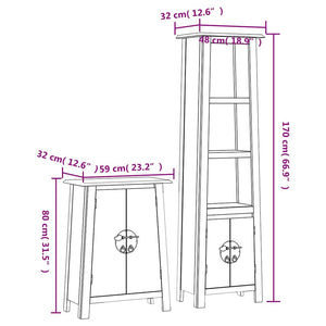 vidaXL 2-Piece Solid Pine Bathroom Furniture Set