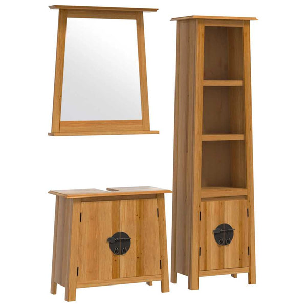 vidaXL 3-Piece Solid Pine Bathroom Furniture Set