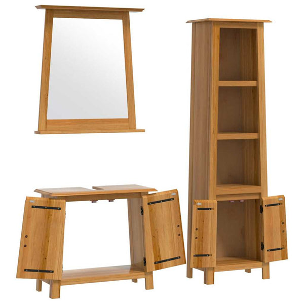 vidaXL 3-Piece Solid Pine Bathroom Furniture Set