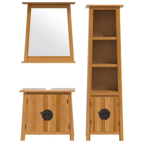 vidaXL 3-Piece Solid Pine Bathroom Furniture Set