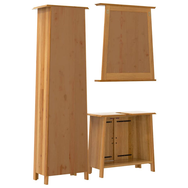 vidaXL 3-Piece Solid Pine Bathroom Furniture Set
