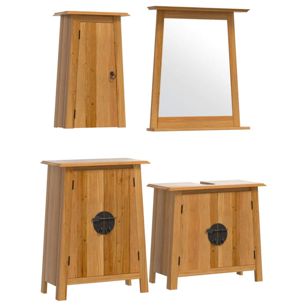 vidaXL 4-Piece Bathroom Furniture Set Solid Pine Wood