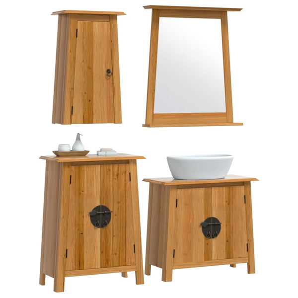 vidaXL 4-Piece Bathroom Furniture Set Solid Pine Wood