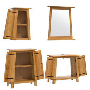 vidaXL 4-Piece Bathroom Furniture Set Solid Pine Wood