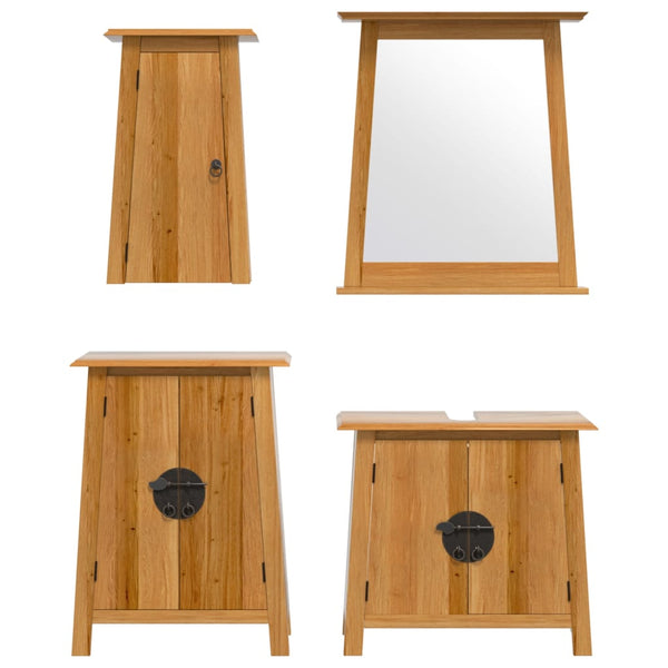 vidaXL 4-Piece Bathroom Furniture Set Solid Pine Wood