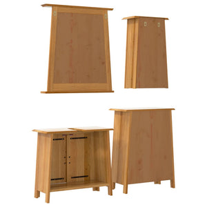 vidaXL 4-Piece Bathroom Furniture Set Solid Pine Wood