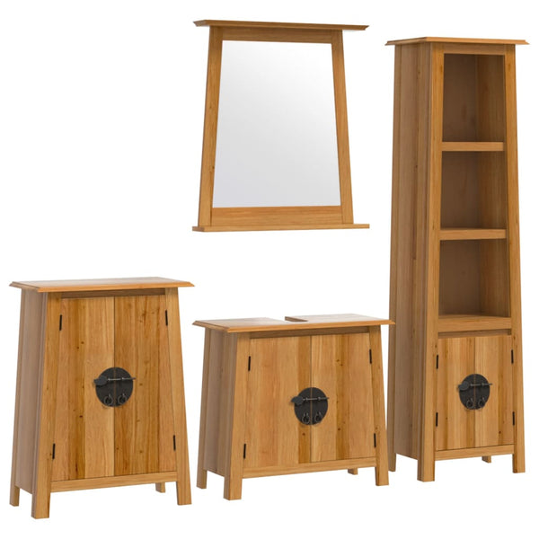 vidaXL 4-Piece Bathroom Furniture Set Solid Pine Wood