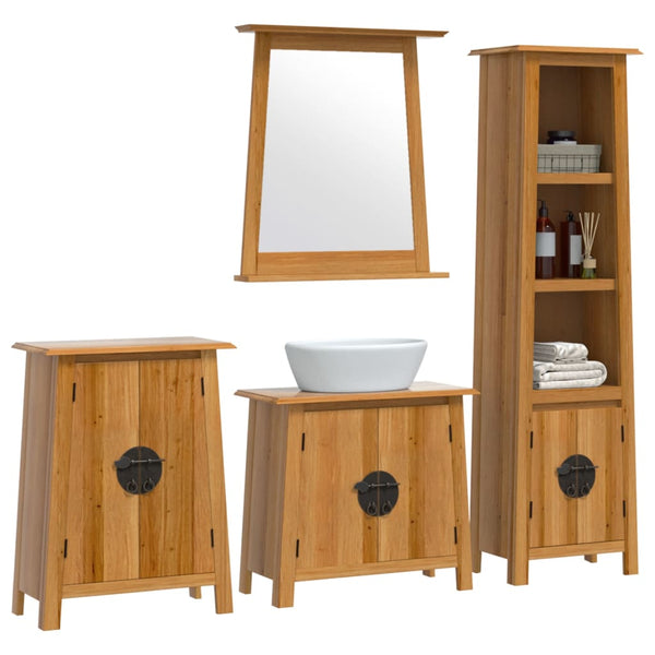 vidaXL 4-Piece Bathroom Furniture Set Solid Pine Wood