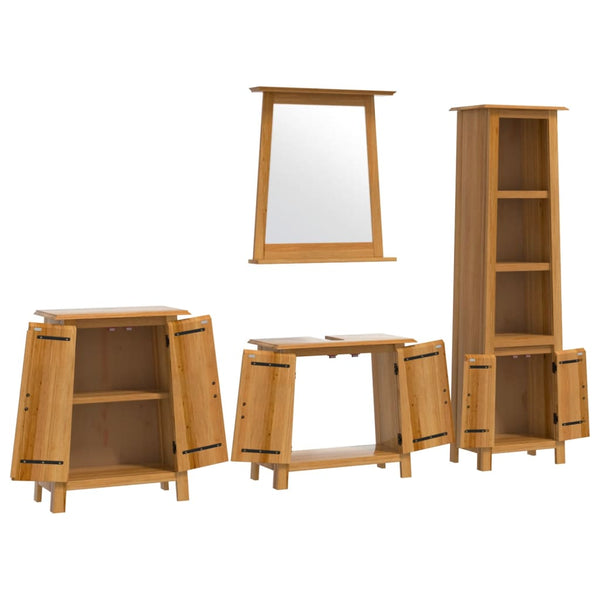 vidaXL 4-Piece Bathroom Furniture Set Solid Pine Wood
