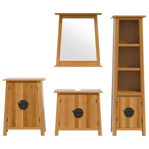 vidaXL 4-Piece Bathroom Furniture Set Solid Pine Wood