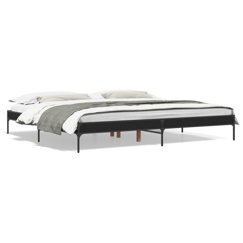 vidaXL Bed Frame Black 200x200 cm Engineered Wood and Metal