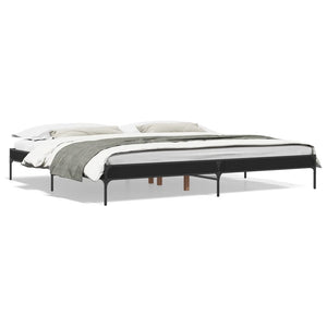 vidaXL Bed Frame Black 200x200 cm Engineered Wood and Metal
