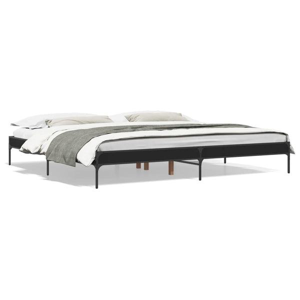 vidaXL Bed Frame Black 200x200 cm Engineered Wood and Metal