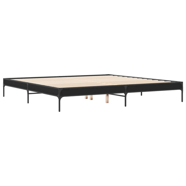 vidaXL Bed Frame Black 200x200 cm Engineered Wood and Metal