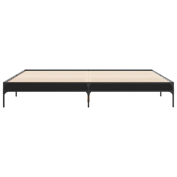 vidaXL Bed Frame Black 200x200 cm Engineered Wood and Metal