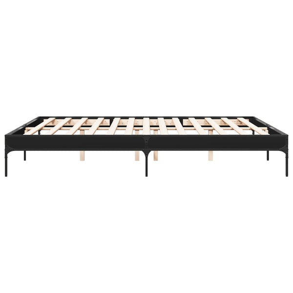 vidaXL Bed Frame Black 200x200 cm Engineered Wood and Metal