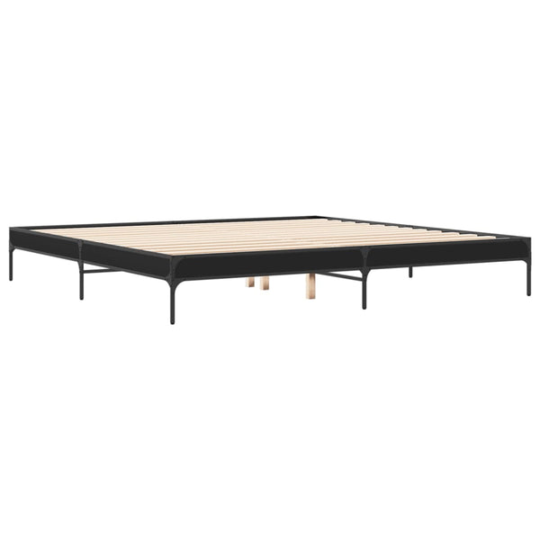 vidaXL Bed Frame Black 200x200 cm Engineered Wood and Metal
