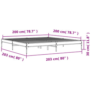 vidaXL Bed Frame Black 200x200 cm Engineered Wood and Metal
