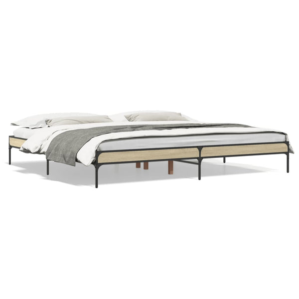 vidaXL Bed Frame Sonoma Oak 200x200 cm Engineered Wood and Metal