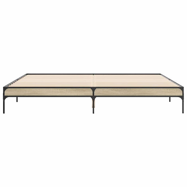 vidaXL Bed Frame Sonoma Oak 200x200 cm Engineered Wood and Metal