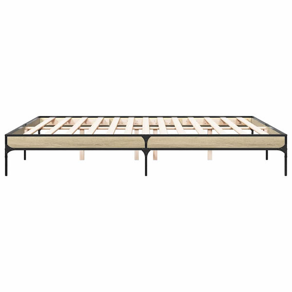 vidaXL Bed Frame Sonoma Oak 200x200 cm Engineered Wood and Metal