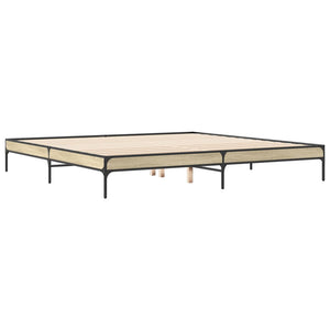 vidaXL Bed Frame Sonoma Oak 200x200 cm Engineered Wood and Metal