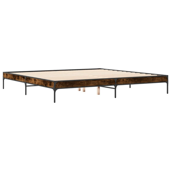 vidaXL Bed Frame Smoked Oak 200x200 cm Engineered Wood and Metal