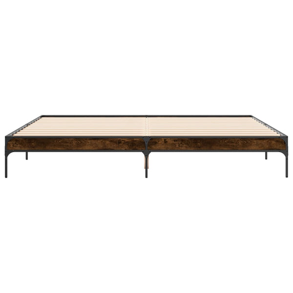 vidaXL Bed Frame Smoked Oak 200x200 cm Engineered Wood and Metal