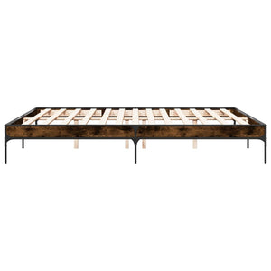 vidaXL Bed Frame Smoked Oak 200x200 cm Engineered Wood and Metal