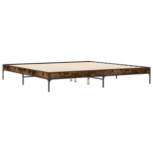 vidaXL Bed Frame Smoked Oak 200x200 cm Engineered Wood and Metal