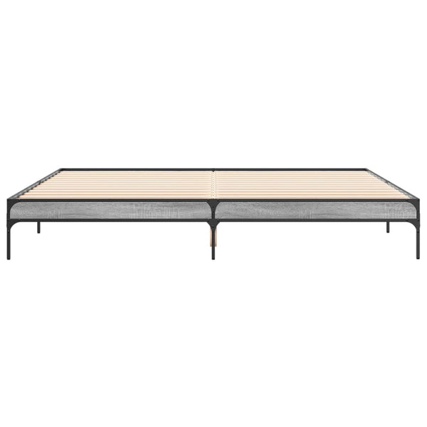 vidaXL Bed Frame Gray Sonoma 200x200 cm Engineered Wood and Metal