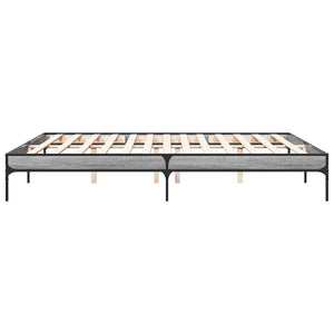 vidaXL Bed Frame Gray Sonoma 200x200 cm Engineered Wood and Metal