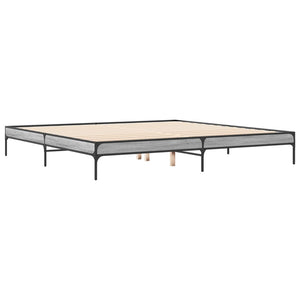 vidaXL Bed Frame Gray Sonoma 200x200 cm Engineered Wood and Metal