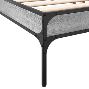 vidaXL Bed Frame Gray Sonoma 200x200 cm Engineered Wood and Metal