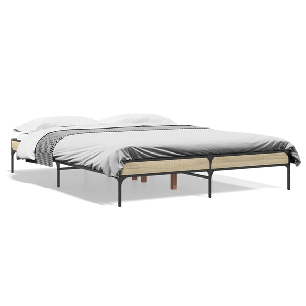 vidaXL Bed Frame Sonoma Oak 160x200 cm Engineered Wood and Metal