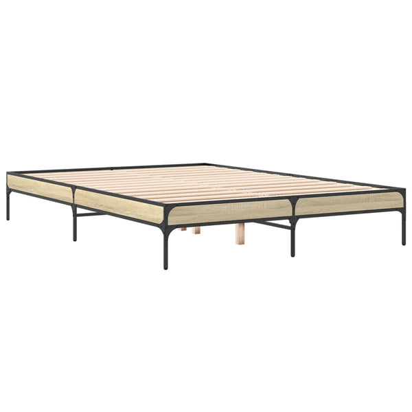 vidaXL Bed Frame Sonoma Oak 160x200 cm Engineered Wood and Metal