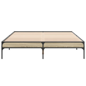 vidaXL Bed Frame Sonoma Oak 160x200 cm Engineered Wood and Metal