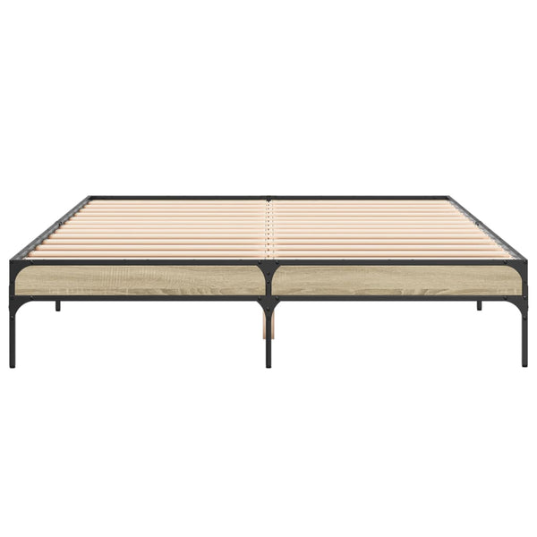 vidaXL Bed Frame Sonoma Oak 160x200 cm Engineered Wood and Metal