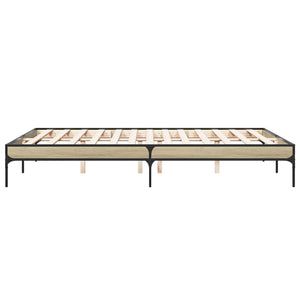 vidaXL Bed Frame Sonoma Oak 160x200 cm Engineered Wood and Metal