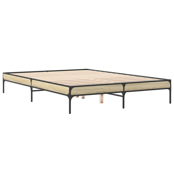 vidaXL Bed Frame Sonoma Oak 160x200 cm Engineered Wood and Metal