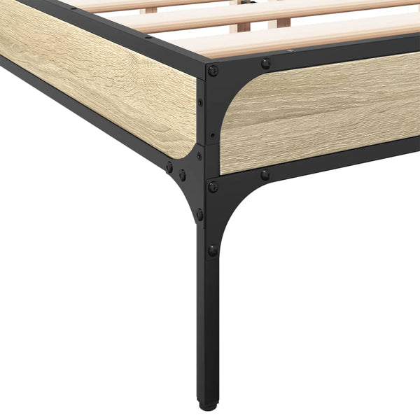 vidaXL Bed Frame Sonoma Oak 160x200 cm Engineered Wood and Metal