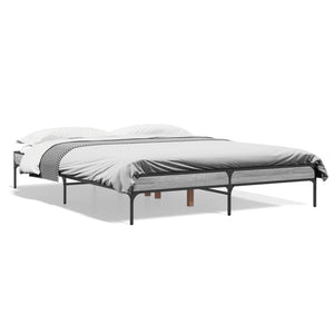 vidaXL Bed Frame Grey Sonoma 160x200 cm Engineered Wood and Metal