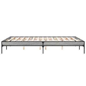 vidaXL Bed Frame Grey Sonoma 160x200 cm Engineered Wood and Metal