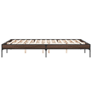 vidaXL Bed Frame Brown Oak Look 160x200 cm Engineered Wood Metal