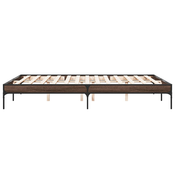 vidaXL Bed Frame Brown Oak Look 160x200 cm Engineered Wood Metal