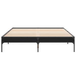 vidaXL Bed Frame Black 150x200 cm Engineered Wood and Metal