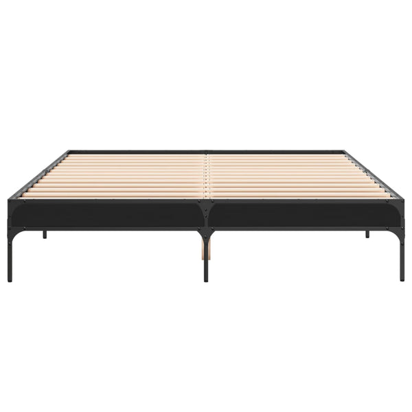 vidaXL Bed Frame Black 150x200 cm Engineered Wood and Metal