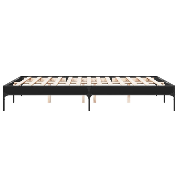 vidaXL Bed Frame Black 150x200 cm Engineered Wood and Metal