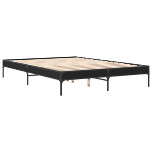 vidaXL Bed Frame Black 150x200 cm Engineered Wood and Metal