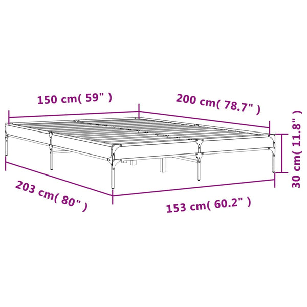 vidaXL Bed Frame Black 150x200 cm Engineered Wood and Metal